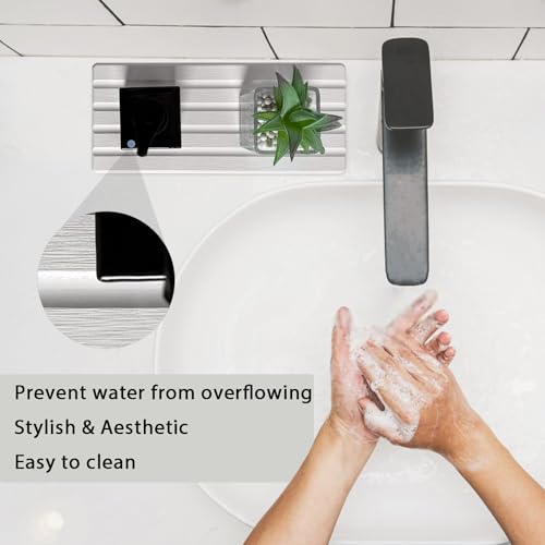 Set of 3 Diatomite Hand Soap Holder, Water Absorbing Stone Tray for Kitchen Countertop, Fast-Drying Bathroom Trays (1pcs 22 x 10cm + 2pcs 10 x 10cm White) - color: 1pcs 22 X 10cm + 2pcs 10 X 10cm White