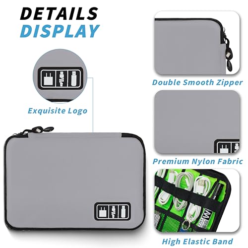Electronics Organizer,Travel Cord Organizer Pouch, Portable Cable Organizer Bags,Travel Electronic Accessories Storage Case for Cables, Cords, Charger, Phone (Gray) - color: A9-1-M-Gray, size: Medium