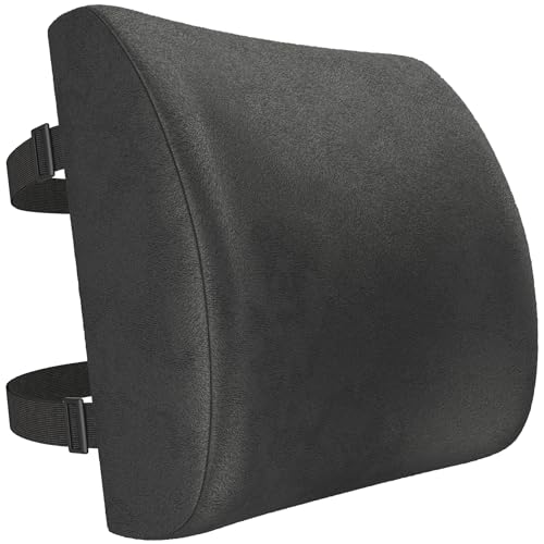 FORTEM Lumbar Support Pillow for Office Chair, Lumbar Support Pillow for Car, Back Rest for Gaming, Memory Foam Pillow, Desk Chair Cushion, Breathable & Washable Cover, Adjustable Straps - color: Dark Grey Velour