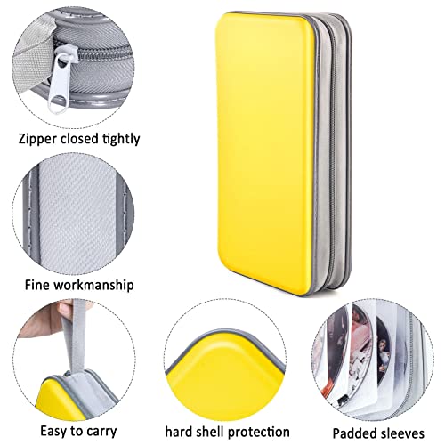DVD Case, Bivisen CD Case Holder Wallet Binder 96 Capacity CD/DVD Cases Storage Holder Binder Organizer Wallet Book for Car Home Travel (Yellow) - color: Yellow
