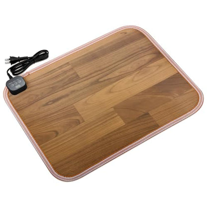 Foot Warmer Under Desk - 15.9x19.9in Heated Floor Mat 110V Adjustable Temperature Electric Heater with Timer for Office Home, Heating Pad for Cold Feet (Brown Wood) - color: Brown Wood