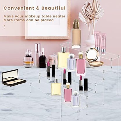 5 Tier Acrylic Stands for Display, Clear Display Stand Risers Shelf for Cupcakes Perfumes Figurines, Tabletop Cupcake Stand for Decorating & Organizing (15.7”x12.6”x9.8”)