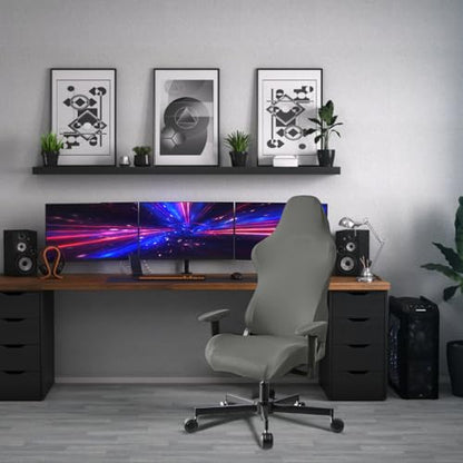 Stretch Gaming Chair Cover, Soft and Comfortable, Dust Protection, Modern Design, for Office Computer Racing Seat(Gray) - color: Grey