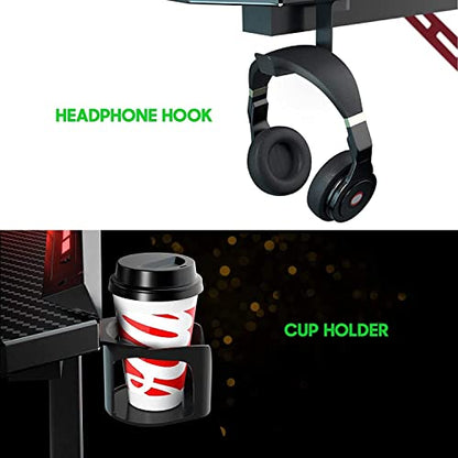 Gaming Drink Cup and Headphone Holder,Anti-Spilling Cup-Holster and Microphone Hook for Table Desk Side Bottle