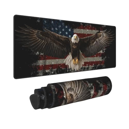 American Flag Bird Mouse Pad Extended Large Gaming Mouse Pad XL Stitched Edges for Gamer Home Office 31.5 X 11.8 Inch - color: American Flag