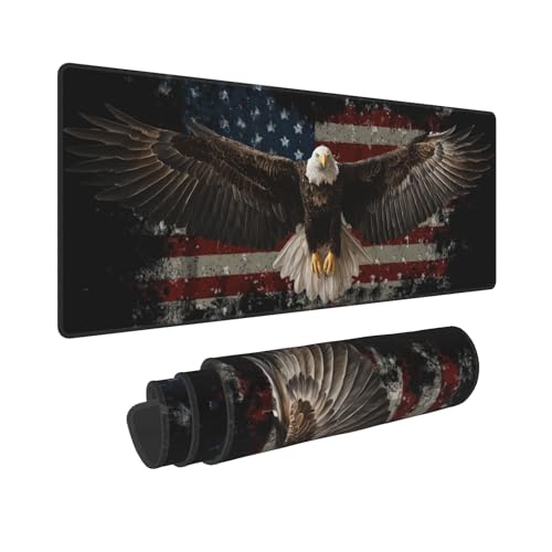 American Flag Bird Mouse Pad Extended Large Gaming Mouse Pad XL Stitched Edges for Gamer Home Office 31.5 X 11.8 Inch - color: American Flag