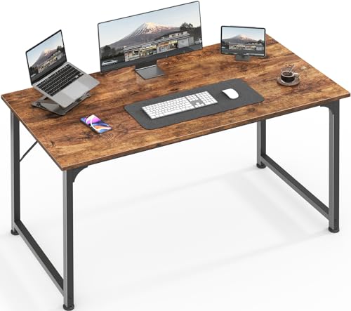 Huuger Computer Desk, 40 Inch Office Desk, Gaming Desk with Storage, Writing Desk Work Desk for Home Office, Study, Modern Simple Desk, Large Legroom, Metal Frame, Rustic Brown - color: Rustic Brown, size: 40inch
