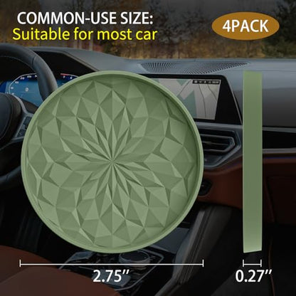 ME.FAN Car Coasters for Cup Holders [4 Pack] - 2.75In Silicone Auto Mug Mats - Universal Non-Slip Recessed Car Interior Accessories Olive Green - color: 4pack-olive Green