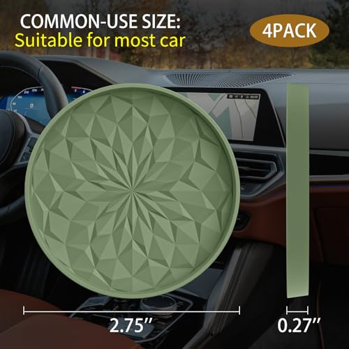 ME.FAN Car Coasters for Cup Holders [4 Pack] - 2.75In Silicone Auto Mug Mats - Universal Non-Slip Recessed Car Interior Accessories Olive Green - color: 4pack-olive Green