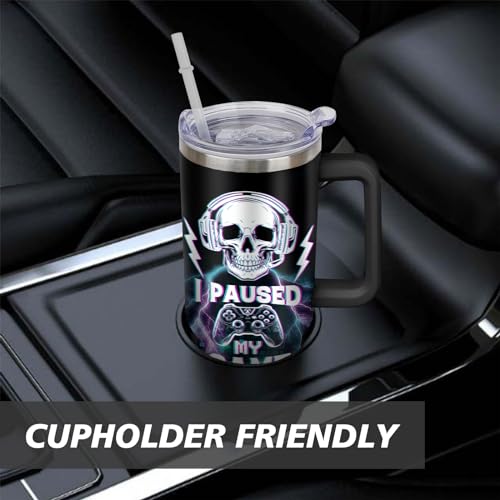 Game Tumbler with Lid and Straw, 40oz Gamer Water Bottle Cup with Handle, Gaming Travel Coffee Mugs, Birthday Gifts for Gamer Men Boys - color: Game 04, size: 40 Ounces
