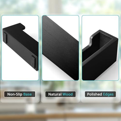 Bivvclaz Black Business Card Holder Desk, Wood Business Card Organizer Desktop Business Card Display Stand for Office Tabletop Exhibition, Small Business Essentials - color: Black