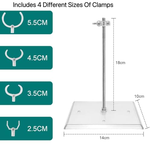 Action Figure Stand with Adjustable Metal Arm, Action Figure Display Holder Stand Compatible with 6 Inch Marvel Legends, HG RG BB SD SHF & Gundam 1/144 Models, Comes with Screwdriver（2Pcs Clear）