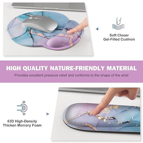 ToLuLu Desk Mat, XXL Large Mouse Pad Wrist Support Set，4 in1 Gaming Mousepad Desk Pad+ Ergonomic Mouse Pad with Wrist Rest + Keyboard Wrist Rest+Coaster for Home Office Computer, Blue Glitter Marble - color: Blue Glitter Marble