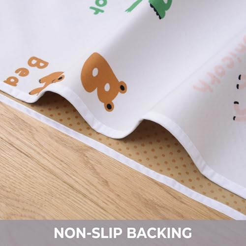 51" Splat Mat for Under High Chair/Arts/Crafts, WOMUMON Baby Washable Spill Mat Waterproof Anti-Slip Floor Splash Mat, Portable Play Mat and Table Cloth - color: Zoo Alphabets