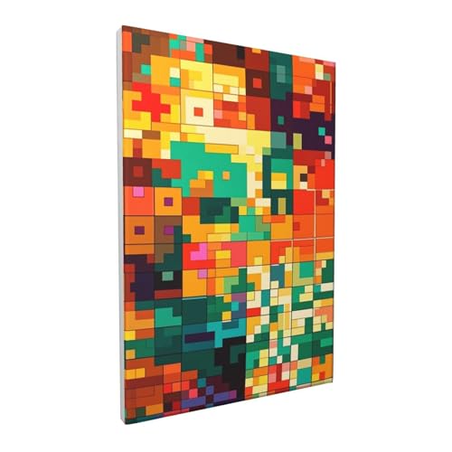 Pixel Art Pattern Wall Art Posters Modern Prints Painting Framed Pictures Artwork Decoration For Living Room Kitchen Bathroom Office Ready To Hang 16"X24" - size: 16"x24"