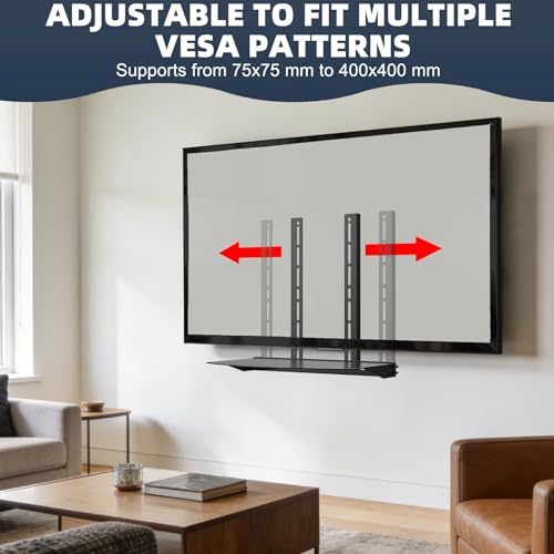 TV Wall Mount Shelf - Provides Storage Space for Set-top Boxes, DVD Players, Game Consoles, and Other Small Accessories. Sturdy Construction Supports 22 lbs