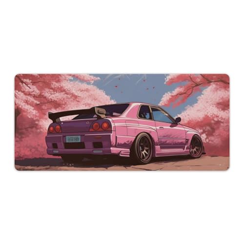 Large Mouse Pad Desk Mat Computer Accessories Gaming Office Organizers Supplies Decor Essentials Keyboard Pads for Desk Rubber Japan JDM Car R34 Pink Cherry Tree Mount Fuji 40x90cm - size: 40x90cm