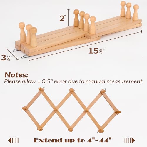 SCUNDA Wall Rack with 10 Hooks, Wooden Wall Expandable Coat Rack for Coat, Hats, Baseball Caps, Coffee Mug, Jewelry(Natural) - color: Natural, size: 10 Hooks