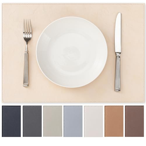 Baroyal Faux Leather Placemats Set of 6 Vinyl Washable Wipeable Table Mats for Kitchen Dining Table Heat Resistant Waterproof Modern Indoor/Outdoor Placemats Non-Slip Easy Clean Place Mats (Nude) - color: B-nude