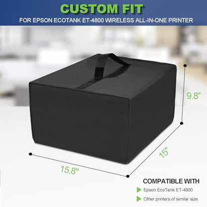 Printer Dust Cover for Epson EcoTank ET-4800, Heavy-Duty 600D Nylon Printer Protector – Waterproof Anti-Static Dustproof Printer Cover Case (15×15.8×9.8in) (Black) - color: Black