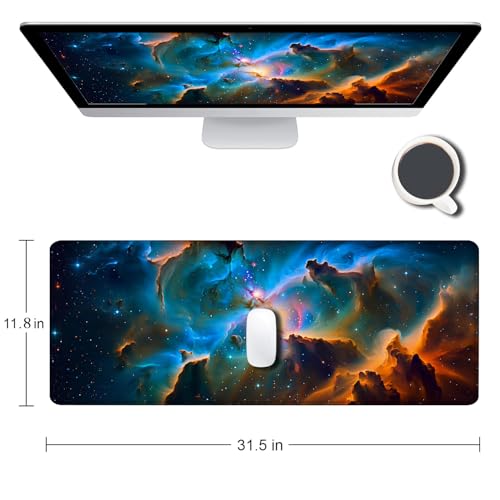 Large Gaming Mouse pad,Deep Starry Sky Nebula Blue Anti Slip Rubber Base Mouse pad, Suitable for Computer, Laptop, Office Desk Accessories - color: Deep Starry Sky Nebula Blue