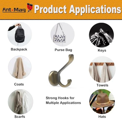 Ant Mag Magnet Hooks Heavy Duty 140lbs Neodymium Magnet Metal Wall Hooks for Hanging Coats Robes Backpacks Bags Hats Keys Mugs Cups Towels Bronze - size: D1.65in Bronze 2 Pack