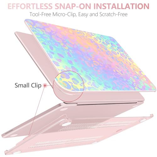 DONGKE Compatible with MacBook Neo 13 Inch Case 2026 A3404 A18 Pro chip & Touch ID, Plastic Hard Shell with Keyboard Cover, Screen Protector & Dust Plugs, Colorful Leopard - color: Colorful Leopard