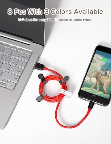 Kanemc 8 Pack Magnetic Twist Ties, Silicone Cord Organizer Magnet Reusable Cable Straps For USB Earphone Charger Video Computer Cables (4Black+2White+2Grey) - color: 4black + 2white + 2grey, size: S-size