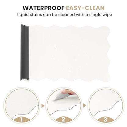 PU Leather Desk Pad, Scalloped Non-Slip Mouse Pad & Large Desk Mat Cover Stitched Edges Writing Pad for Office, Home - Waterproof, Easy to Clean, Durable Surface I 31.4"x15.7", Ivory White - color: Ivory White