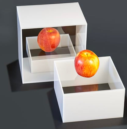 Red Co. Set of 3 Glossy White / Clear Top Acrylic Cube Display Nesting Risers with Hollow Bottoms - color: White / Clear, size: 6",7",8" - 1 Pack
