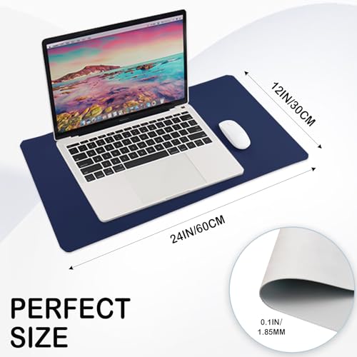 24 x 12 Inches Leather Desk Pad Protector, Non-Slip PU Leather Desk Mat, Laptop Desk Pad, Perfect for Office & Home Use (navy blue) - color: Navy Blue