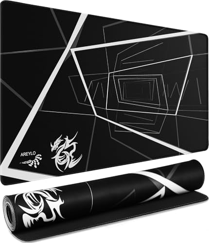 Mouse Pad Large, Waterproof Extra Large Gaming Mousepad with Stitched Edges, 31.5" x 15.7" Non-Slip Rubber Base Office Big Long Keyboard Pad for Office Gamer Home XXL, (Black Square) - color: Black Square
