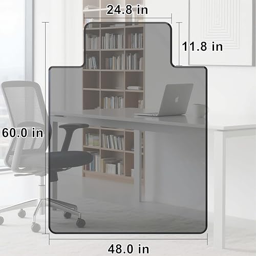 MESAILUP Beveled Edge Office Chair Mat for Carpet or Hardwood Floor, Crystal Grey 48" x 60" Desk Computer Chair Mat with Lip for a Smooth Glide and Easy Roll On/Off, Hard Heavy Duty and Non-Slip Pad - color: Grey, size: 48" x 60"