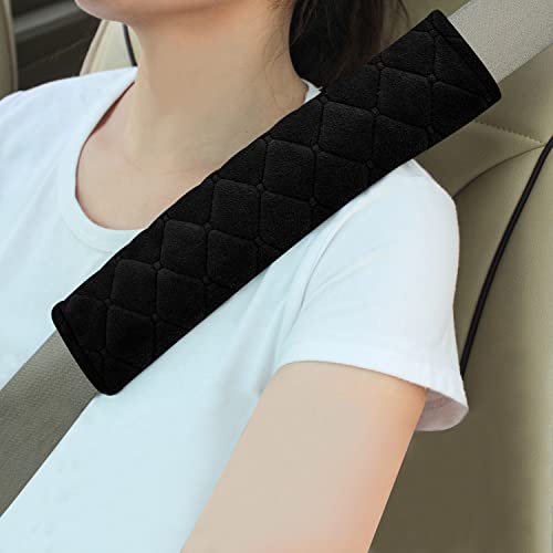 Amooca Soft Auto Seat Belt Cover Seatbelt Shoulder Pad 2 PCS for a More Comfortable Driving Compatible with All Cars and Backpack Black - color: B: Black