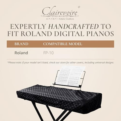 Clairevoire Digital Piano Cover, Piano Keyboard Covers -Protective for Roland Piano Covers FP Series, Durable and Waterproof Piano Keyboard Dust Cover, Piano Keyboard Case -Roland FP-10 Ebony Black - color: Ebony Black, size: FP-10
