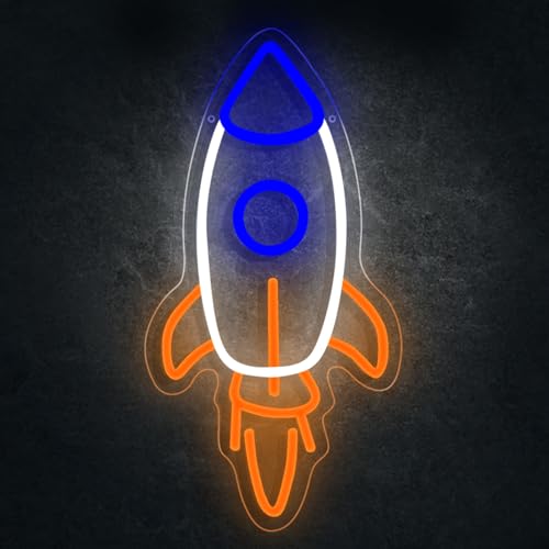 Rocket Neon Sign for Wall Decor, LED Dimmable Rocket Lights with USB Power, Neon Signs for Boys Room, Kids Bedroom, Gaming Room, Space Decor Night Light Gift for Teen Boys Kids 7.09 x 13.78 in - color: Rocket Neon Sign
