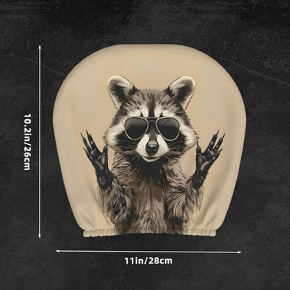 Dujiea 2 Pack Funny Raccoon Car Headrest Covers, Universal Soft Car Seat Head Rest Cover Protector, Vehicle Accessories Fabric Headrest Cover for Cars Vans Trucks - color: Funny Raccoon