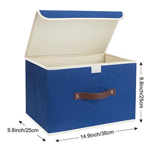 TYEERS Foldable Storage Boxes with Lids 5 Pack Fabric Storage Bins with Lids, Closet Organizers for Clothes Storage, Room Organization, Office Storage, Toys - Classic Blue - color: Classic Blue, size: 5-pcs 14.9x9.8x9.8 in