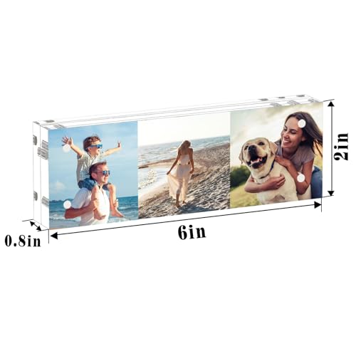 HELPLEX Acrylic Frame, 5 Pack 2x6 Acrylic Picture Frames Photo Booth Frame, 20mm Thicker Frameless Clear Double Sided Magnetic Frame, Free Standing Desktop Display - size: 2x6(5 PACK)
