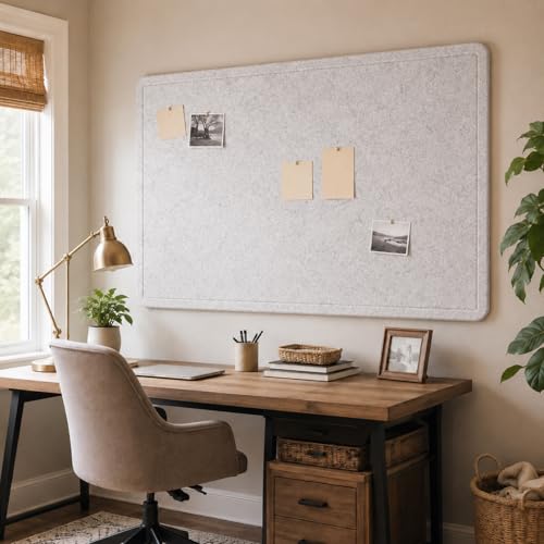 Large Felt Bulletin Board for Wall, Foldable Pin Board, 72" x 48" | Cork Board Alternative for Office, Home Planning, Notes, Photos & Wall Decor, Easy Install - color: Light Grey, size: 72" x 48"