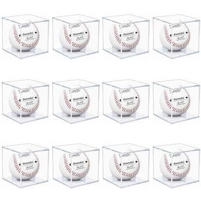 12 Pack Baseball Display Case UV Protected Acrylic Clear Baseball Holder Square Cube Ball Protector Memorabilia Autograph Display Box for Official Size Baseball - size: TWELVE PACK