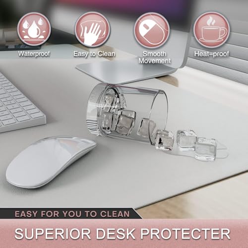 K KNODEL Leather Desk Pad Protector, Office Desk Mat, Large PVC Leather Desk Blotter, Non-Slip Mouse Pad (White, 15.7" x 31.5") - color: White, size: 15.7" x 31.5"