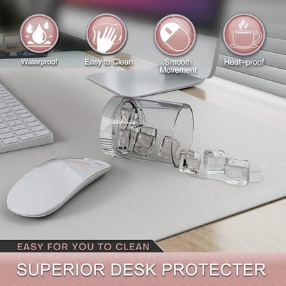 K KNODEL Leather Desk Pad Protector, Office Desk Mat, Large PVC Leather Desk Blotter, Non-Slip Mouse Pad (White, 17" x 35.4") - color: White, size: 17" x 35.4"