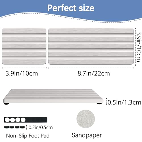Set of 3 Diatomite Hand Soap Holder, Water Absorbing Stone Tray for Kitchen Countertop, Fast-Drying Bathroom Trays (1pcs 22 x 10cm + 2pcs 10 x 10cm White) - color: 1pcs 22 X 10cm + 2pcs 10 X 10cm White