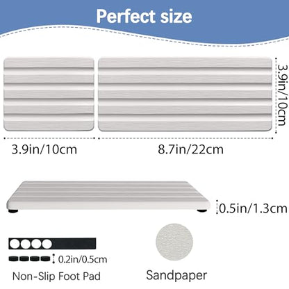 Set of 3 Diatomite Hand Soap Holder, Water Absorbing Stone Tray for Kitchen Countertop, Fast-Drying Bathroom Trays (1pcs 22 x 10cm + 2pcs 10 x 10cm White) - color: 1pcs 22 X 10cm + 2pcs 10 X 10cm White