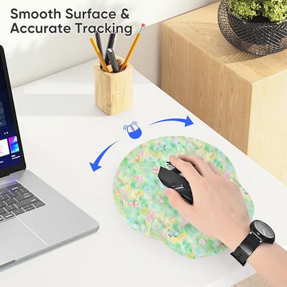 RICHEN Ergonomic Mouse Pad with Wrist Support,Non-Slip Rubber Base for Computer Laptop & Mac,Lightweight Rest for Home,Office & Travel (Green and Buttflies) - color: Green and Buttflies