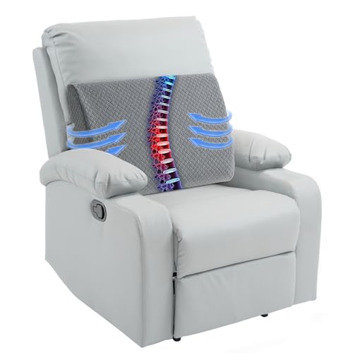 HOMBYS Lumbar Support Pillow for Recliner Chair, Memory Foam Back Support Cushion for Elderly,Extra Large Lumbar Support Pillow,Thick Backrest for Home Reading (Grey, 20“x13.5"x5") - color: Grey, size: 20“x13.5"x5"