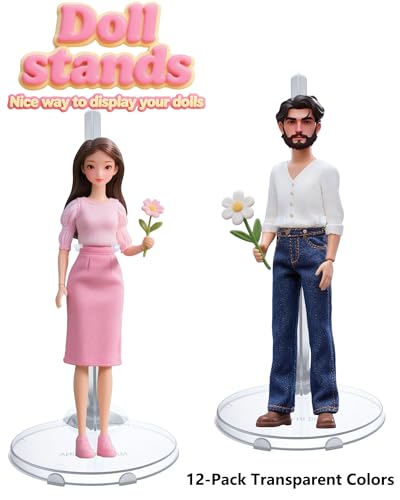 12 Pcs Adjustable Doll Stands - Transparent & Lightweight Display Rack for Dolls, Action Figures & Monsters