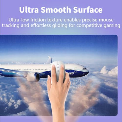 Large Gaming Mouse Pad (31.5" x 15.8") - Airplane Soaring Above the Clouds, Aircraft Design for Boeing 777 Enthusiast Extra XXL Extended Office Accessories, Premium Stitched Anti-Slip Desk Mat - color: Boeing 777