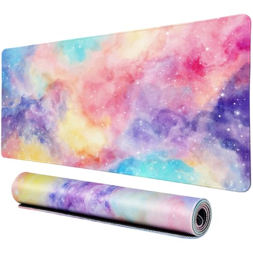Vimorco Waterproof Desk Pad,XXL Large Mouse Extended Gaming Mousepad with Anti-Slip Rubber Base,Computer Laptop Keyboard Mouse Mat for Women Men Girls Work,Game,Office,31.5 x 15.7 inch,Pink Watercolor - color: Pink Watercolor